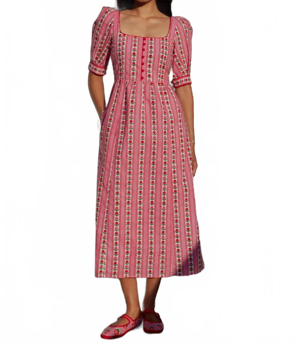 NEW PINK CITY PRINTS sierra midi dress in alpine rose